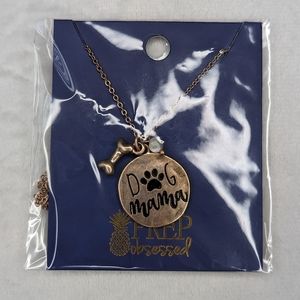 Gold Dog Mama and Bone Necklace